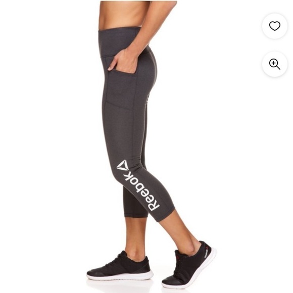 NWT Reebok Graphic High Rise Capri Performance Leggings Charcoal Gray Size Small - Picture 3 of 12